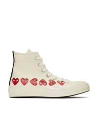 Comme Des Garcons Play Off White Converse Edition Multiple Hearts Chuck 70 High Sneakers