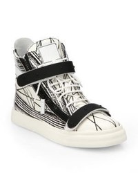 Giuseppe Zanotti Scribbled Leather High Top Sneakers