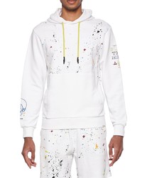ELEVENPARIS Bless This Mess Splatter Cotton Graphic Hoodie In White Splatter At Nordstrom