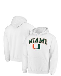 FANATICS Branded White Miami Hurricanes Campus Logo Pullover Hoodie