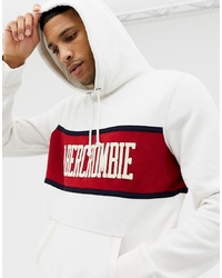 Abercrombie & Fitch Chest Stripe Logo Hoodie In Whiteredred Stripe