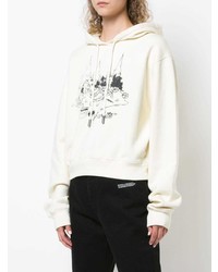 Off-White Cropped Printed Hoodie