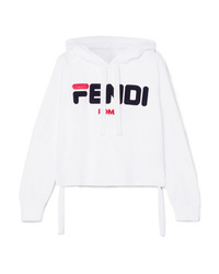 Fendi Embroidered Cotton Jersey Hoodie