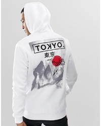 YOURTURN Hoodie In White With Back Print