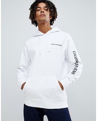 Calvin Klein Jeans Hoodie With Chest And Sleeve White