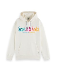 Scotch & Soda Logo Cotton Pullover Hoodie In Denim White At Nordstrom