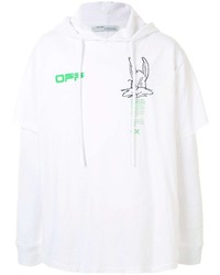 Off-White Logo Print Hooded Long Sleeved T Shirt