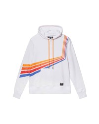 Wesc Mike Retro Stripe Cotton Hoodie In White At Nordstrom