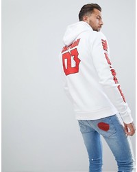The Couture Club Muscle Fit Hoodie In White With Racer Logo