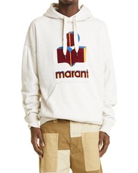Isabel Marant Oversized Organic Cotton Blend Logo Graphic Hoodie In Ecru At Nordstrom