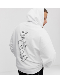ASOS DESIGN Plus Oversized Hoodie With Faces Back Print In White