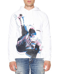 DSQUARED2 Skater Print Hooded Sweatshirt White
