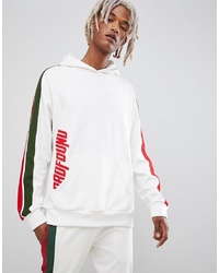 Profound Aesthetic Stripe Panel Track Hoodie In White