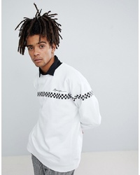 Mennace Sweatshirt In White With Checkerboard Stripe
