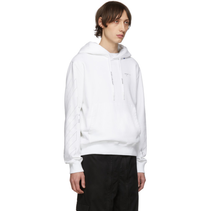 Off-White White And Silver Diag Unfinished Slim Hoodie, $278