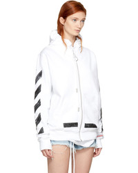 Off-White White Brushed Diagonal Zip Hoodie