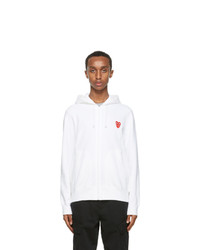 Comme Des Garcons Play White Double Heart Zip Hoodie