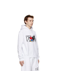 DSQUARED2 White Mascot Cool Hoodie