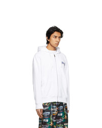 Givenchy White Neon Logo Zip Up Hoodie