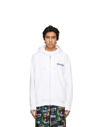 Givenchy White Neon Logo Zip Up Hoodie