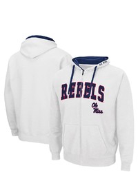 Colosseum White Ole Miss Rebels Arch Logo 20 Full Zip Hoodie