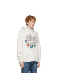 R13 White Rhcp Doodle Oversized Hoodie