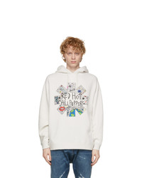 R13 White Rhcp Doodle Oversized Hoodie