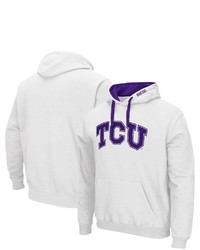 Colosseum White Tcu Horned Frogs Arch Logo 20 Pullover Hoodie