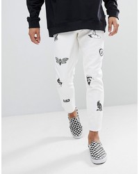ASOS DESIGN Asos Slim Jeans In White With And Patches