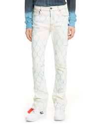 Off-White Fence Print Skinny Flare Jeans