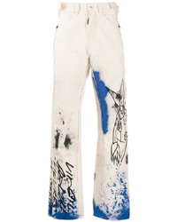Off-White Graphic Print Loose Fit Jeans