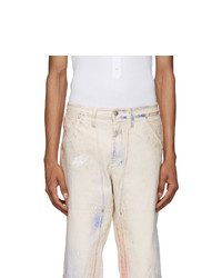 Tanaka Off White And Multicolor Work Jeans