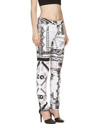 Versus White Black Mixed Print Anthony Vaccarello Edition Jeans