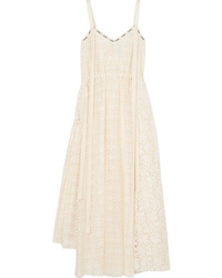 White Print Lace Cami Dress