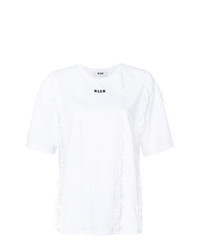 White Print Lace Crew-neck T-shirt