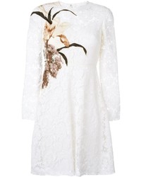 White Print Lace Dress