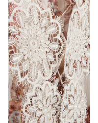 Zimmermann Good Times Lace Trimmed Printed Silk Chiffon Dress White