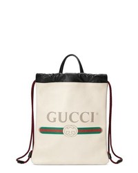 Gucci Small Logo Leather Drawstring Backpack