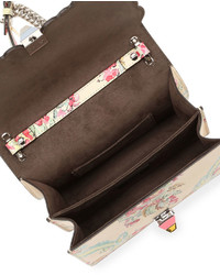 Fendi Kan I Mini Aubusson Print Chain Shoulder Bag Beige