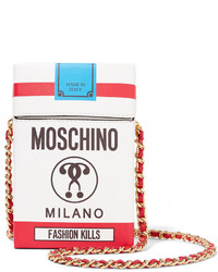 Moschino Printed Leather Shoulder Bag White