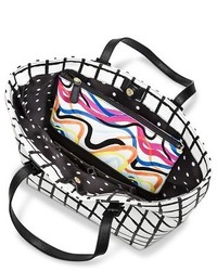 Merona Checker Print Tote Handbag With Clutch Included Blackwhite