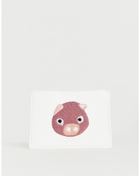 Monki Faux Leather Pig Face Card Holder In White