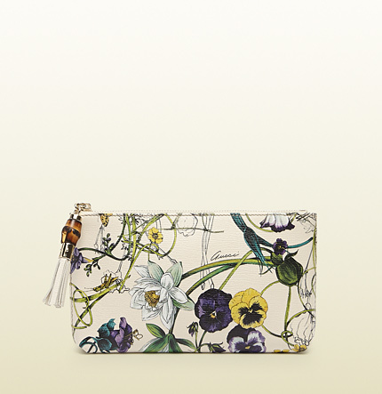 Gucci Flora Print Leather Pouch, $360 | Gucci | Lookastic