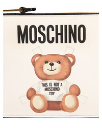 Moschino Teddy Bear Tab Print Faux Leather Pouch