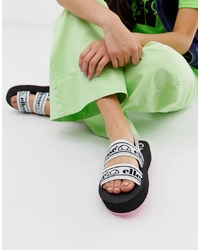 Ellesse Giglio Logo Py Chunky Flatform Sandals In Black