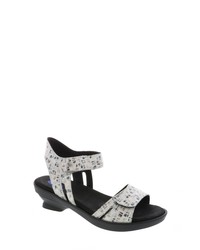 White Print Leather Heeled Sandals