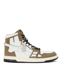 Amiri Brown And White Skeleton High Top Sneakers