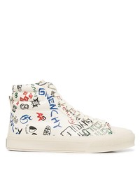 Givenchy City Logo Print Leather Sneakers