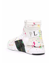 Philipp Plein Paint Splatter High Top Sneakers