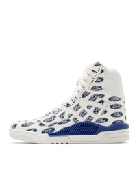Versace White And Blue Ford Edition Logo Sneakers